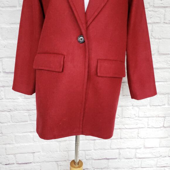 J. Crew Melton Wool Boyfriend Topcoat Red Size 00P - Picture 5 of 16